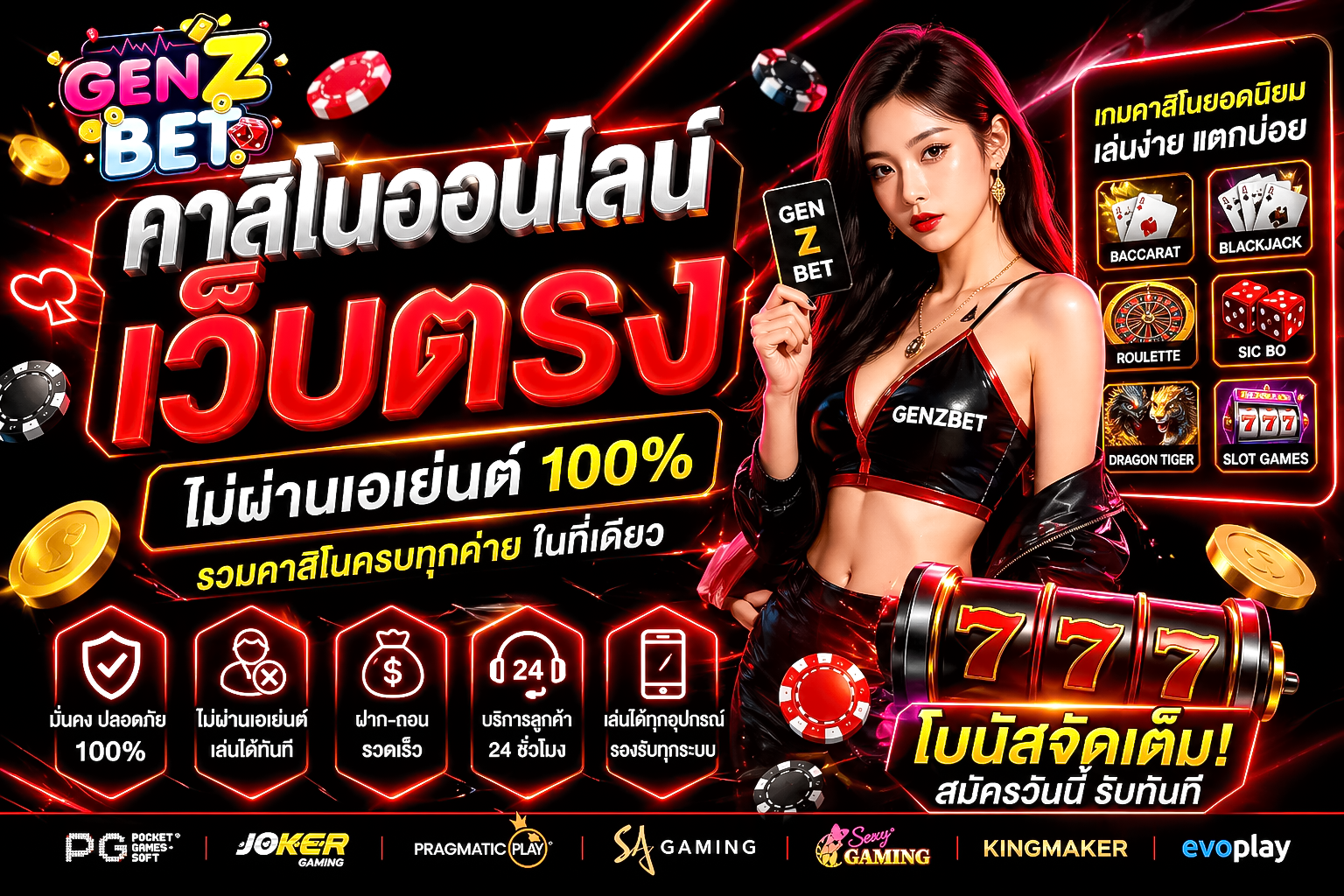 คาสิโนออนไลน์เว็บตรง 2026 ระบบออโต้ 100% ฝากถอนไม่มีขั้นต่ำ
